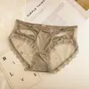 Novo Estilo Puro Desejo Renda Vazada Laço Duplo Malha Respirável Roupa Íntima Feminina Cintura Baixa Quadril Sexy Algodão Forro de Virilha Calcinha