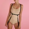 YSF Ropa de Bondage Europea y Americana para Adultos Cuero PU Negro Alternativo Atadura Body Sexy Directo del Fabricante