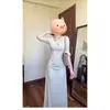 Vestido largo de manga larga gris, suave y elegante, estilo francés para mujer, nueva colección primavera y otoño, puro y seductor, entallado a la cintura, adelgazante