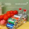 Geladeira, caixa de armazenamento, latas de camada dupla, rack de armazenamento refrigerado para bebidas, suprimentos de cozinha, Cola Sprite, rack organizador de rolagem