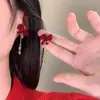 Pendientes de Fuegos Artificiales de Circonita Roja de Año Nuevo para Mujer 2026 Nuevo Estilo Popular Pendientes Únicos y Hermosos