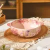 Juego de Vajilla de Cerámica con Forma de Flor, Juego de Platos, Plato de Mesa para el Hogar, Palillos, Cuchara, Plato Hondo, Juego de Vajilla de Cerámica Esmaltada