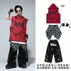 Roupa de performance de street dance infantil conjunto de colete hip-hop para meninos, traje de palco hiphop infantil moderno e legal, estiloso