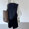 Chaleco vaquero de capas estilo Hong Kong vintage para mujer, chaqueta sin mangas estilizada y elegante