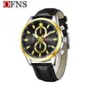 Reloj de Negocios Ofns para Hombre con Correa de Acero Cronógrafo de Seis Manecillas Calendario Casual Reloj de Cuarzo Luminoso Resistente al Agua Reloj con Patrón de Sol