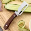 Faca Multifuncional para Descascar, Descascador de Aço Inoxidável, Faca de Frutas para Cozinha, Descascador de Melão, Descascador de Batatas com Cabo de Madeira, Faca para Cana-de-Açúcar
