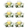 2/6 Piezas Corona Portavelas de Rosa Artificial Decoración de Escena de Boda Decoración de Banquete Decoración del Hogar Transfronterizo