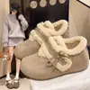 Zapatos Birkenstock de Moda para el Día a Día Estilo 2025 Versátil Lazo Esponjoso Lindo Bordado Modelo Nuevo Tacón Oculto Zapatos de Algodón Invierno