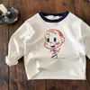 Camiseta térmica infantil para outono e inverno, camiseta infantil masculina estilosa estilo japonês com desenho animado, camisa de veludo elegante para bebês, looks combinando para irmãos