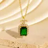 Nueva Cadena de Suéter Cuadrada de Circonita Estilo Europeo y Americano Lujo Ligero, Collar Colgante Exquisito Nicho de Diamantes Completos de Alta Gama Transfronterizo