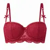 Sujetador Sexy de Media Copa con Ribete de Encaje Zeriluna Cómodo Transpirable Agradable a la Piel Ajuste Sexy Sujetador Push-Up