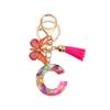 Llavero con borla de mariposa de 26 letras con pegamento de piedra de cristal y 26 letras de Creative Europe y Estados Unidos, joyería colgante.