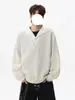Sudadera con Capucha de Manga Larga con Textura Americana de Nicho, Falsa de Dos Piezas, Solapa, Otoño para Hombre, Patchwork, Top Casual de Manga Larga de Gama Alta