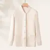 Cárdigan de Algodón Puro con Cuello Alto Tejido de Primavera para Personas de Mediana Edad y Mayores Ropa de Otoño para Mujer con Bolsillo de Solapa Pantalones Conjunto de Ropa para el Hogar de Primavera y Otoño Pijama de Algodón Puro para Hombre