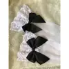 Meias Estilo Lolita Japonêsas, Meias Longas Fofas Rosa com Laço e Renda Acima do Joelho