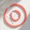 Conjunto de Colar Clavicular e Pulseira de Pérola Rosa de Concha de Alta Qualidade com Design Personalizado de 10mm