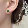 [Baño de oro real] Aretes de botón cuadrados con incrustaciones de diamante retro simple coreano, pendientes de lujo ligero, diseño avanzado