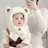Gorro de Invierno para Niños con Bufanda Integrada y Mascarilla Facial, Gorro Cortavientos para Niños y Niñas, Cálido Gorro de Felpa para Bebé Set de Dos Piezas