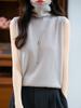 Chaleco de Punto sin Mangas con Cuello de Pelo para Mujer, Nuevo Top de Lana Pura para Principios de Otoño, Suéter Versátil para Usar por Encima