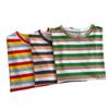 Estilo Coreano de Verano Atuendo para Mejor Amiga Camiseta Sencilla de Rayas Coloridas de Manga Corta Camiseta Pulóver Holgada Estilo Japonés para Estudiantes