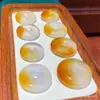 Colgante de Seguridad de Ágata Dorado Champagne y Jade de la Suerte con Calcedonia Transparente como el Hielo