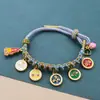 Pulsera de Flor de Durazno de los Cinco Dioses de la Riqueza Estilo Tíbet, Cordón Tejido a Mano Nudo de Flor de Durazno, Pulsera Thangka de Cuerda Multicolor Estilo Étnico