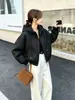 Chaqueta Corta de Terciopelo Grueso con Capucha Estilo Coreano para Mujer 2026 Otoño/Invierno Nueva Chaqueta Cálida con Cremallera Reductora de Edad Adelgazante Casual Abrigo de Algodón