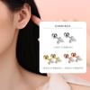 Aretes de Tuerca de Trébol de Diamante de Plata Esterlina S925 Pendientes sin Tapón para los Oídos Moda Japonesa y Coreana Chapado en Oro Lujo Ligero Estilo ins para Mujer