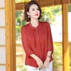 Camiseta de Verano para Mamá de Mediana Edad para Mujer 2026 Nuevo Estilo Nuevo Estilo Nacional Top de Manga Tres Cuartos Blusa de Moda para Mujeres de Mediana Edad y Mayores