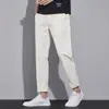 Calças Casuais Masculinas 2026 Verão Finas Elásticas Slim Fit Cropped Versáteis de Perna Reta Esportivas de Negócios
