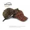 Nueva gorra de béisbol a cuadros estilo retro americano con costuras de rombos para hombre y mujer, desgastada con bordes deshilachados, da una apariencia de cara pequeña y un aspecto desgastado