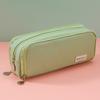 Estuche para Lápices de Gran Capacidad con Doble Apertura Estilo Coreano Simple Caja de Papelería para Estudiantes de Secundaria y Preparatoria Estuche de Lona Multifuncional de Tres Capas