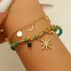 Collar de Capas Vintage con Cuentas Transfronterizo para Mujer, Diseño de Nicho Bohemio de Girasol, Estrella y Luna, Cadena para Clavícula, Cadena para Suéter