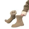Botas de nieve populares, botas de algodón de suela gruesa para mujer, nueva colección de invierno 2026, forradas de forro polar y cálidas, botas cortas esponjosas, botas cortas engrosadas para mujer