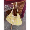 Bolsa Tote Xadrez Preguiçosa Retrô Estilo Coreano para Mulheres, Nova Bolsa de Lona Pregueada de Grande Capacidade, Bolsa de Ombro Versátil Transversal