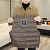 Abrigo de lana de doble cara para otoño e invierno para hombre, abrigo corto de lana con cuello de solapa y chaqueta con forro grueso de plumón para hombre