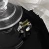Anillo de circonita esmeralda para mujer, diseño de nicho, de alta calidad, abierto, ajustable, de moda, combina con todo, estilo frío, nueva moda