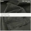 Calça Cargo Cinza Lavada Desgastada Estilo Retrô Americano Unissex Outono Algodão Perna Larga Multi-Bolsos Casual
