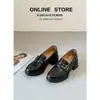 Versión de Piel de Vaca~Mocasines de Suela Gruesa para Mujer, Estilo Británico, Nuevos Zapatos Slip-On para Primavera y Otoño con Tacones Gruesos, Zapatos Pequeños de Cuero Genuino para Mujer