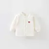 Chaqueta fina de algodón con relleno de aire para bebé, manga larga de algodón puro, unisex, abrigo cálido de otoño e invierno para bebé, cárdigan de doble botonadura