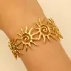 Anillo de Acero Inoxidable Dorado de Moda Europea y Americana para Mujer, Lujo Ligero de Gama Alta Chapado en Oro de 18K Sol Versátil Anillo Abierto