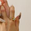 Joyería de comercio exterior transfronterizo personalidad europea y americana estilo retro incrustado circonita rosa anillo estrella de cinco puntas temperamento femenino anillo de acero de titanio