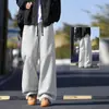 Pantalones de chándal rectos de peso pesado con cintura de color block para hombre y mujer, nuevo de otoño, holgados, de punto morado, casual, deportivos, largos