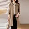 Con ForroAbrigo de mujer de longitud media de alta gama, nuevo estilo primavera y otoño 2026, holgado y estilizado, gabardina elegante, moderno