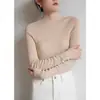 SS STUDIO Suéter de Lana sin Costuras de una Pieza Elegante para el Trabajo Camisa Base de Punto de Cuello Medio Alto para Mujer