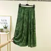 Saia Longa de Algodão Floral para Verão Feminina, Cintura Alta Elástica, Modelo Evasê, Tamanho Plus Size Solta, Comprimento Nove Pontos