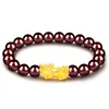 Corda de mola de temperamento imitação de granada natural vinho tinto pulseira corajosa pulseira pulseira de cristal de ouro duro 3D explosões ao vivo