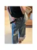 Jeans Vintage de Tiro Alto Rasgados Cortos de Pierna Ancha para Mujer, Verano 2026, Corte Holgado Petite Pantalones Rectos Casuales Versátiles