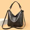 Bolsa de Mano para Mujer de Comercio Exterior Bolso de Mano Retro de Alta Gama con Patrón de Cocodrilo Bolso Cubo Gran Capacidad Moda con Temperamento Bolso de Hombro Bolso Cruzado Tendencia