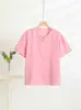 Camiseta de Verano de Manga Corta para Mamá Nueva 2025 Moda Femenina Tops Cuello Redondo Manga Corta Holgada Botones